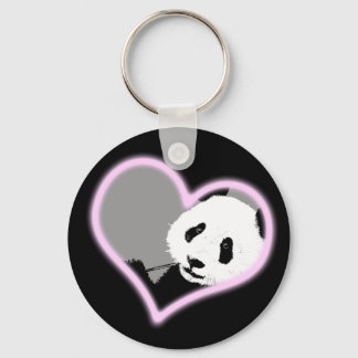 panda love. neon light. keychain