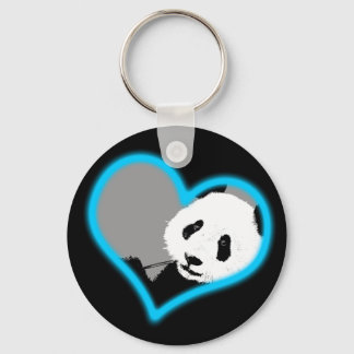 panda love. neon light. keychain