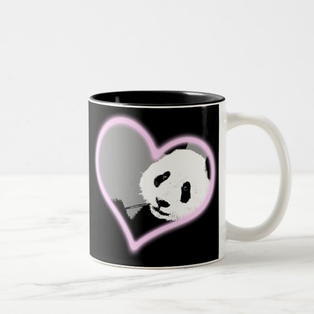 panda love.  neon light. Two-Tone coffee mug (Right)