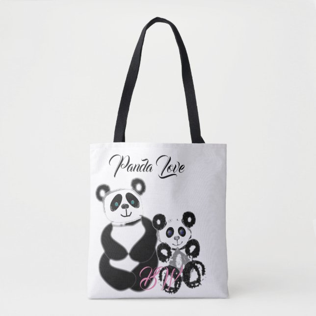 Panda Love Personalized Tote Bag (Front)
