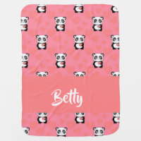Panda love pink pattern baby blanket