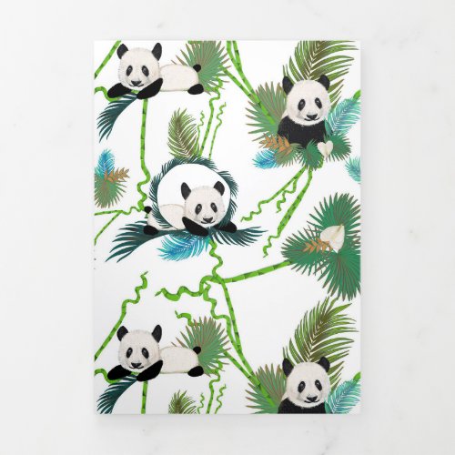 Panda Lover Bamboo And Panda Tri_Fold Holiday Card