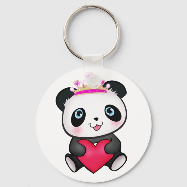 Panda Lover Fan Gift Valentine's Day Heart Present Keychain (Front)