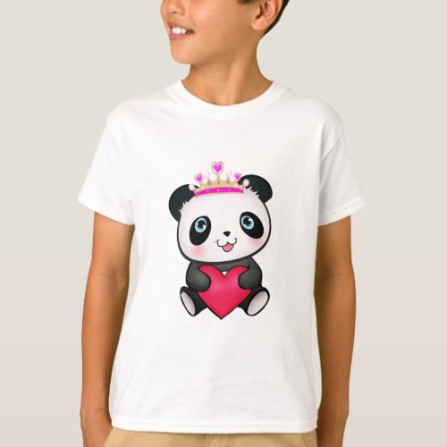 Panda Lover Fan Gift Valentines Day Heart Present T_Shirt