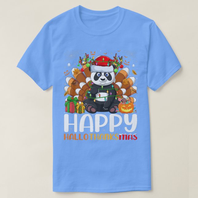 Panda Lover Halloween Christmas Happy Hallothanksm T-Shirt (Design Front)