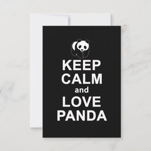Panda Lover  Kepp Calm And Love Panda RSVP Card