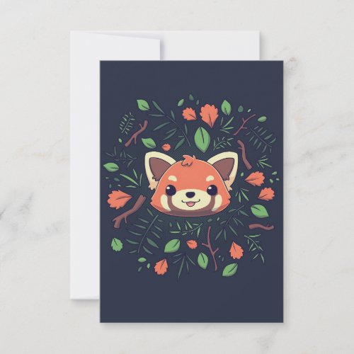 Panda Lover Red Panda Autumn Leaves RSVP Card