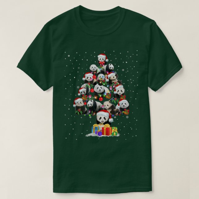 Panda Lover Xmas Panda Santa Hat Christmas Tree Li T-Shirt (Design Front)