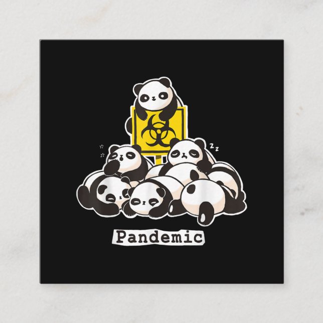 Panda Lovers | Cute Panda Funny Pandemic Square Business Card (Front)