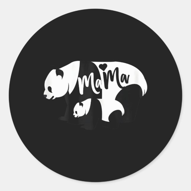 Panda Mama Cub Bear Mom Classic Round Sticker (Front)