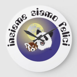 Panda Meeting Large Clock