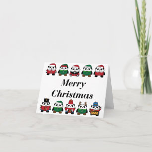 Panda Merry Christmas Greeting Card Envelopes Incl