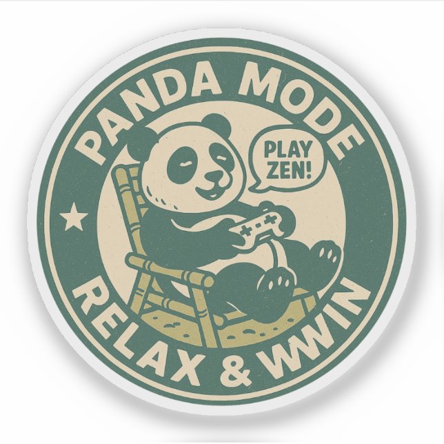 Panda Mode Relax Win Gaming Sticker (Front)