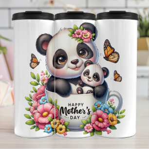 Panda Mom: Cub, Flowers, Mother's Day Thermal Tumbler