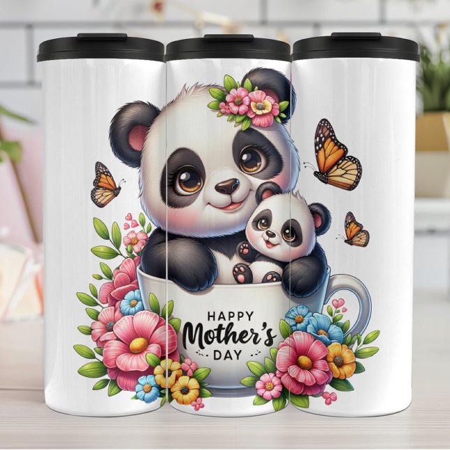 Panda Mom: Cub, Flowers, Mother's Day Thermal Tumbler (Creator Uploaded)