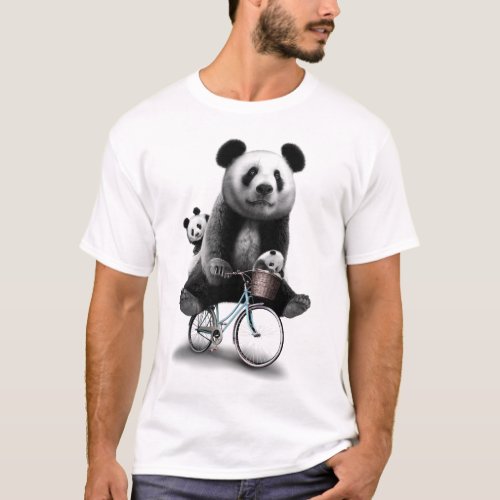 PANDA MOM CYCLING WITH CUBS T_Shirt