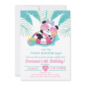 Panda-monium Birthday Party Invitation Panda Bear