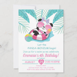 Panda-monium Birthday Party Invitation Panda Bear