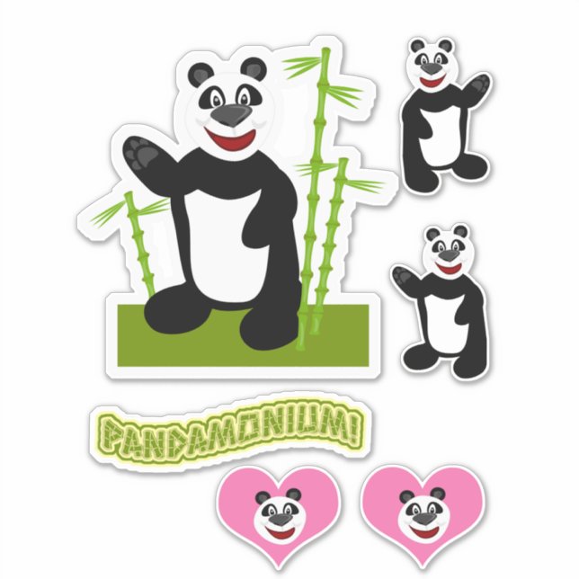 Panda-monium Cute Cartoon Panda Bear Set Sticker (Front)