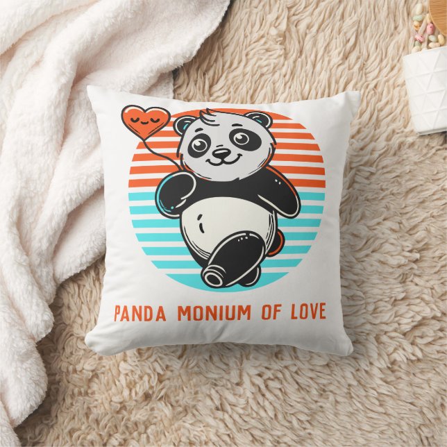 Panda Monium of Love Personalized  Throw Pillow (Blanket)
