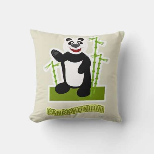 Panda_monium Panda Bear Cartoon Character Fun Throw Pillow