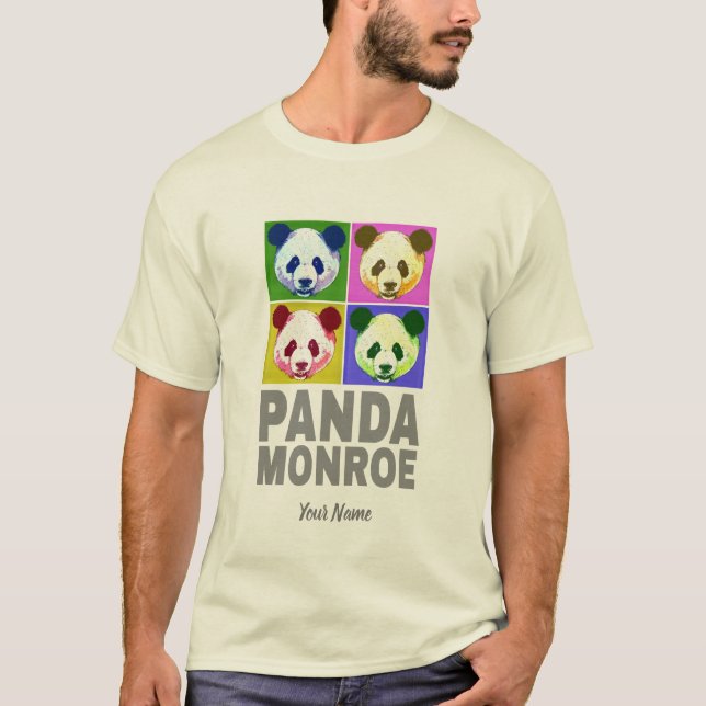 Panda Monroe Bear Pop Art Portrait T-Shirt (Front)