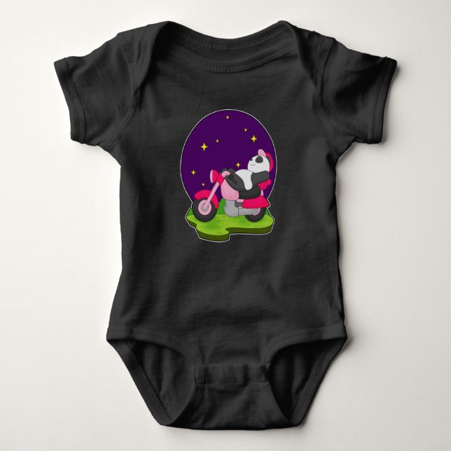 Panda Motorcycle Baby Bodysuit (Front)