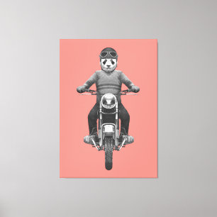 Panda Motorcyle Rider Canvas Print