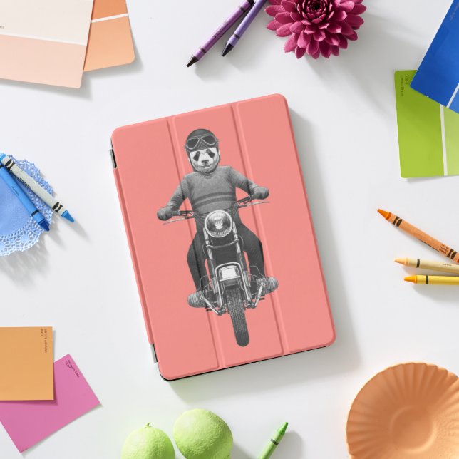 Panda Motorcyle Rider iPad Pro Cover (Desk)