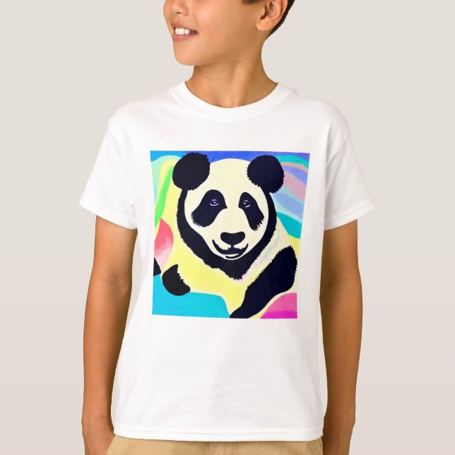 Panda multicolored background T-Shirt (Front)