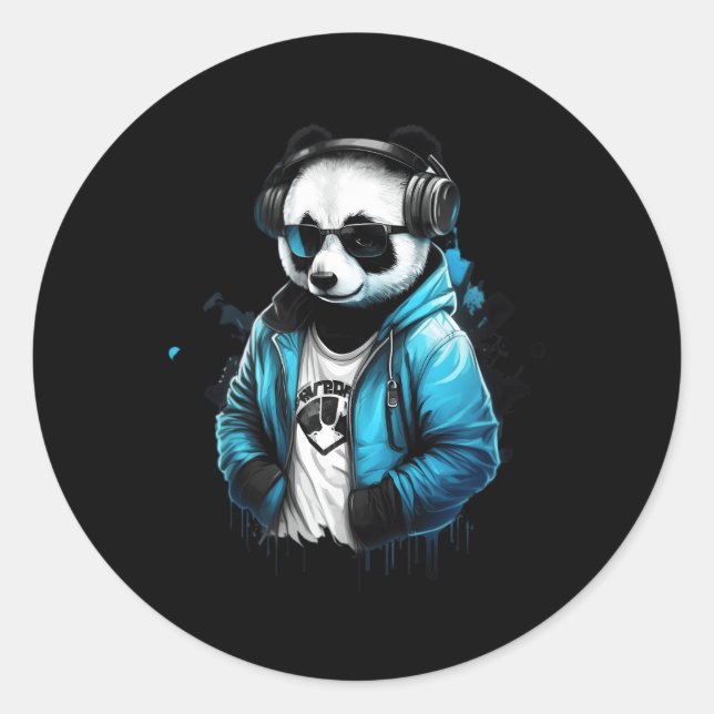 Panda Music Dj Controller Gaming Panda Classic Round Sticker (Front)