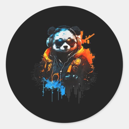 Panda Music Dj Controller Gaming Panda Classic Round Sticker