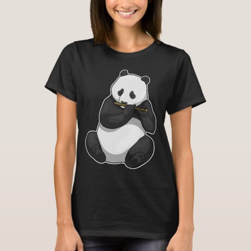 Panda Musician Flute Music T_Shirt