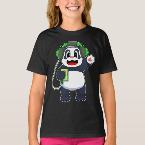 Panda Musician Headphone Music T_Shirt