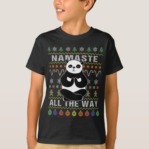 Panda Namaste All The Way Ugly Christmas T_Shirt