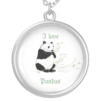 Panda Necklace And I Love Pandas by artistjandavies at Zazzle