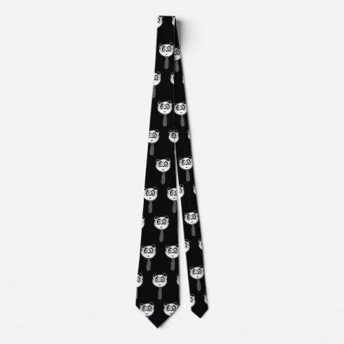 Panda Nerd _ Black and White  Neck Tie