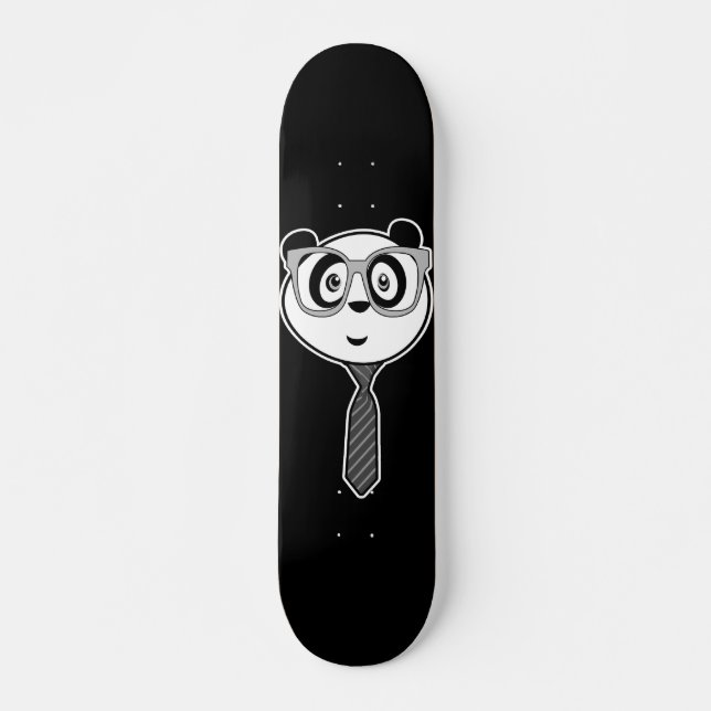 Panda Nerd - Black and White Skateboard (Front)