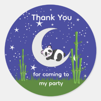 Panda New Baby on Moon Classic Round Sticker