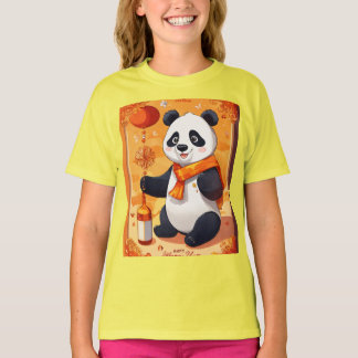 Panda new year Party — Cartoon style designed T-Shirt