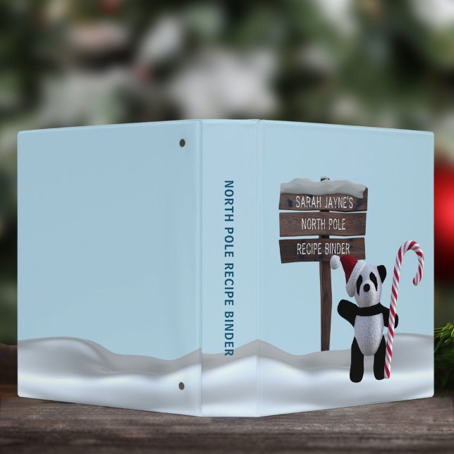Panda North Pole Christmas Holiday Recipe Binder (For all your North Pole recipes, just add your name to this cute festive panda binder)
