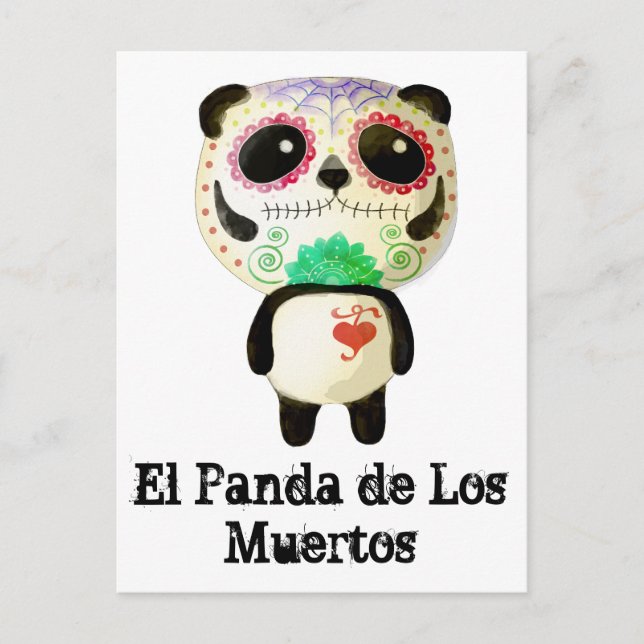 Panda of The Day of The Dead Postcard (Front)