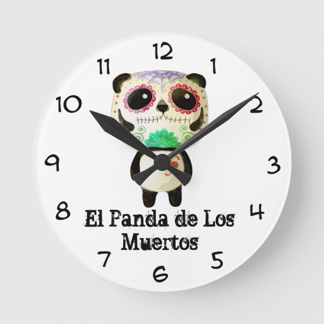 Panda of The Day of The Dead Round Clock (Front)