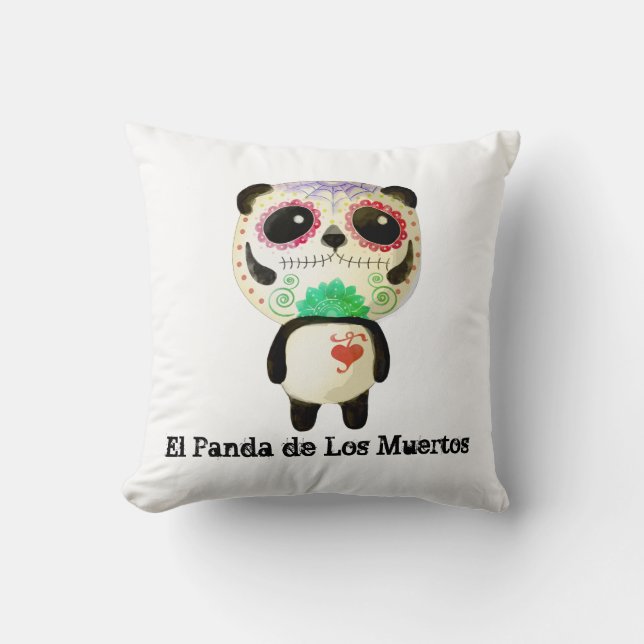 Panda of The Day of The Dead Throw Pillow (Front)