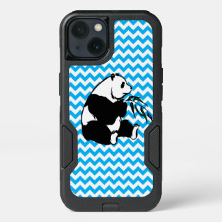 Panda on Baby Blue Chevron iPhone 13 Case