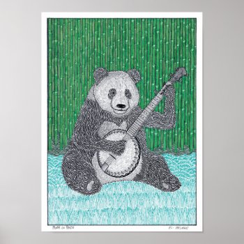 Panda On Banjo Poster by elihelman at Zazzle