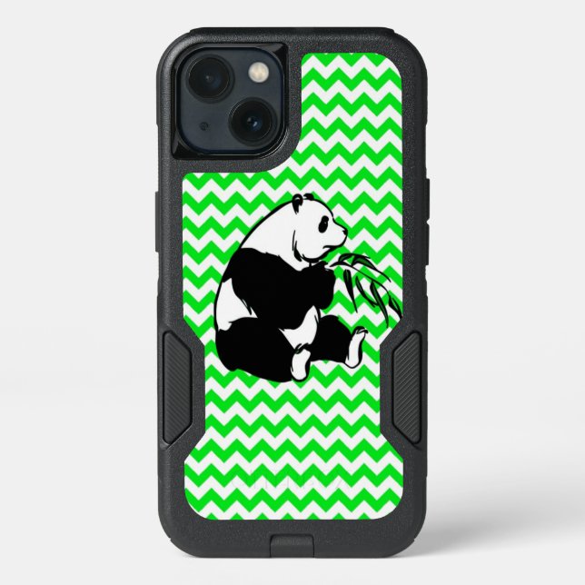 Panda on Irish Green Chevron Otterbox iPhone Case (Back)