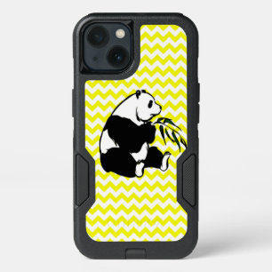 Panda on Lemon Yellow Chevron iPhone 13 Case