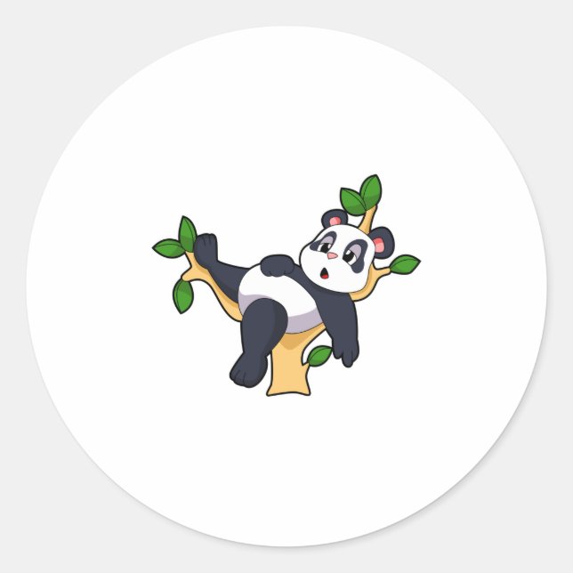Panda on Tree Classic Round Sticker (Front)