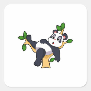 Panda on Tree Square Sticker